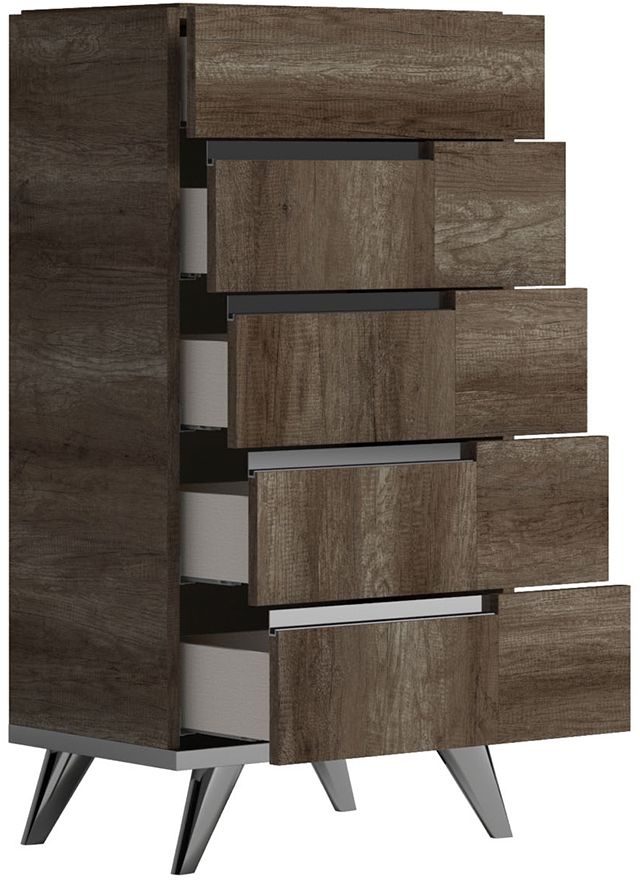 Product photograph of Modern Medea Vintage Oak Italian 5 Drawer Tall Chest from Choice Furniture Superstore.
